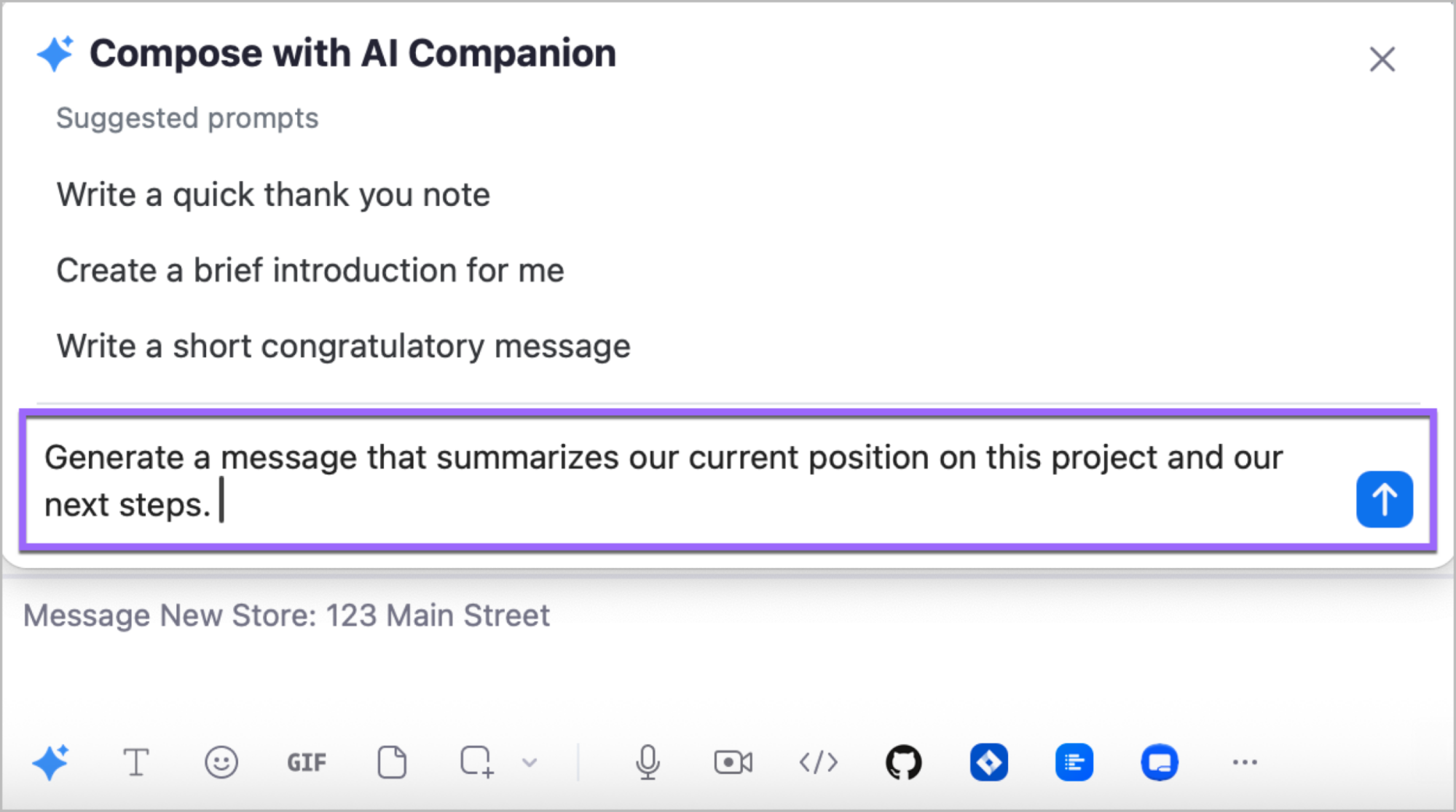 An image prompting AI Companion to summarize Zoom Chat Messages for Next Steps